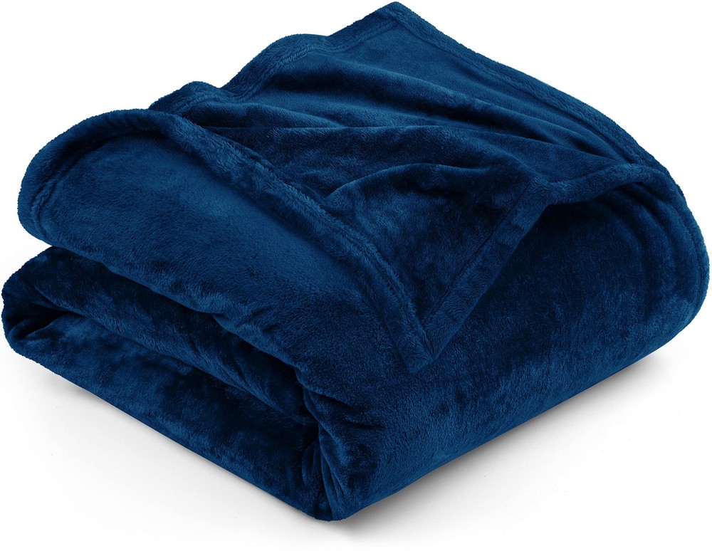 Queen Size Navy 300GSM Luxury Anti-Static Soft Microfiber Fleece Blanket