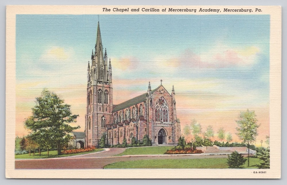 Mercersburg Academy Chapel Carillon PA Vintage Linen Postcard Curteich