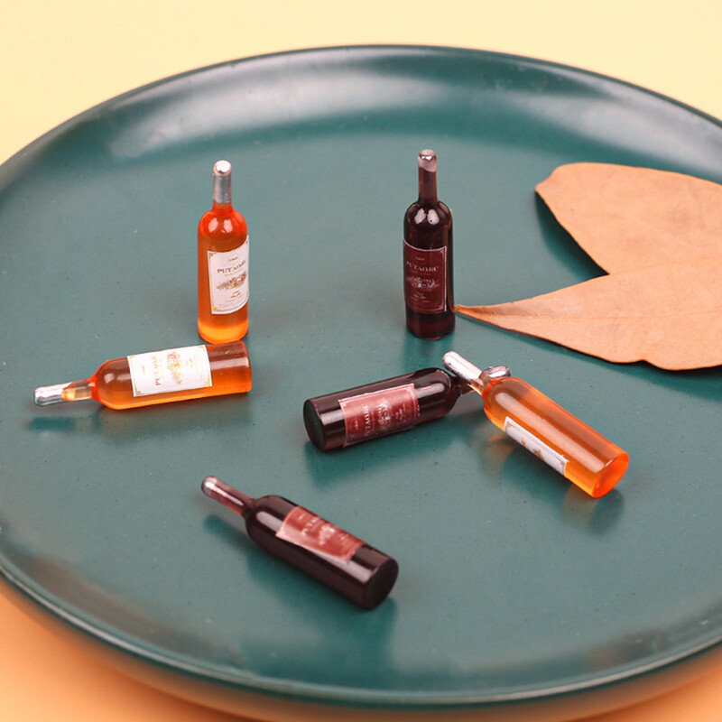 10Pcs 1/12 Miniature Red Wine Bottles for Dollhouse Kitchen Accessories