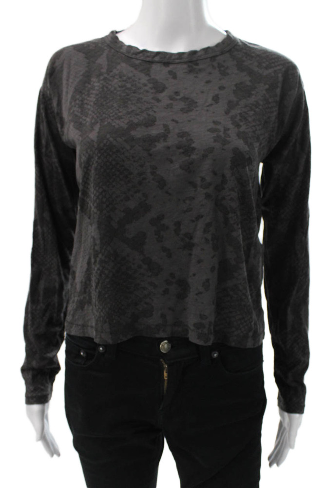 Rag & Bone Women Basic Long Sleeve T-Shirt Gray Nylon Round Neck Size XSFree Shipping in US $100+ Orders | $6.95 Orders Below