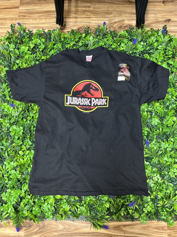 Vintage Super rare 90's JURASSIC PARK black tee 1992 movie promo T Shirt Size XL