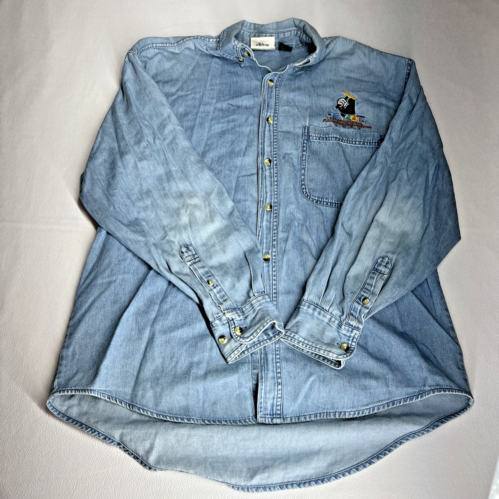 2007 Epcot Flower & Garden Festival Disney World Denim Shirt Size M