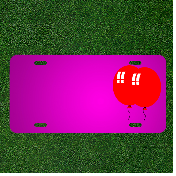 Custom Car License Plate with Personalized Helium Red Balloons and Names