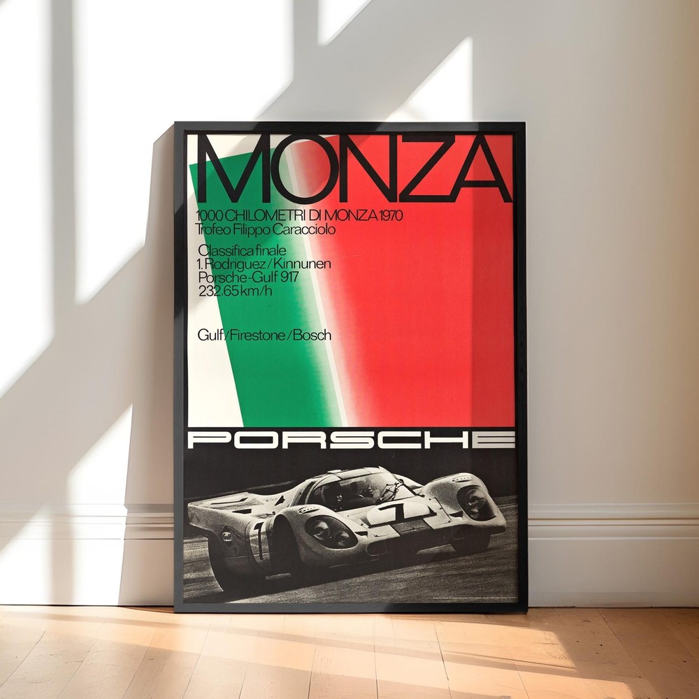 Monza 1000km 1970 Porsche 917 Poster Wall Art Vintage Racing Canvas