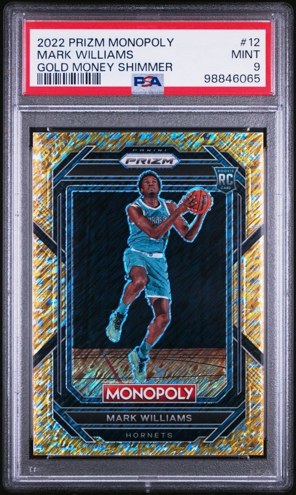 2022-23 Panini Prizm Monopoly Mark Williams Gold Money Shimmer Prizm RC /500 #12