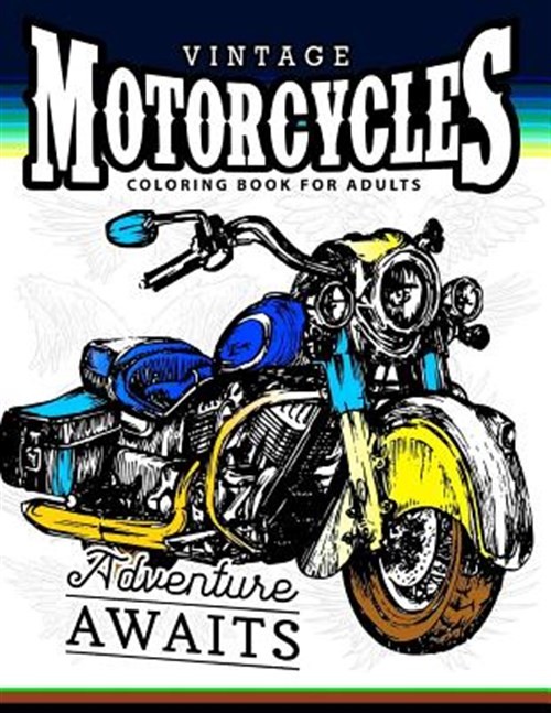 Vintage Motorcycles Coloring Books for Adults, Paperback by Men Coloring Book...
