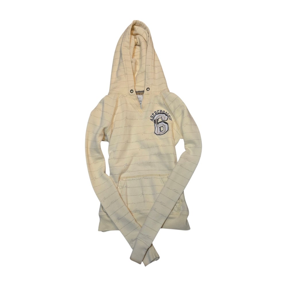 Y2K Abercrombie & Fitch Vintage Women’s Yellow Hoodie Gray Stripes S