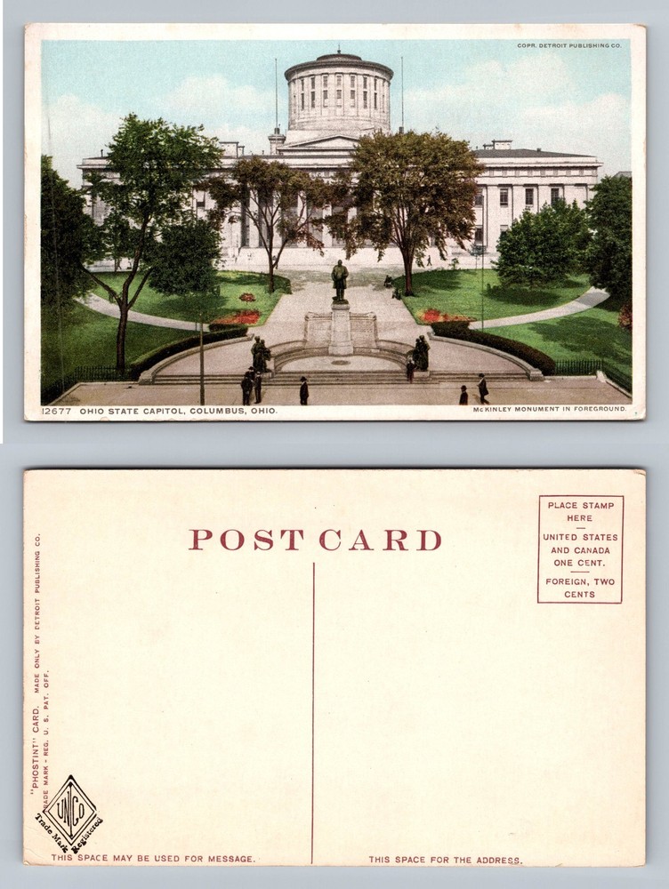 Columbus, OH-Ohio, State Capitol McKinley Monument PC Vintage Postcard