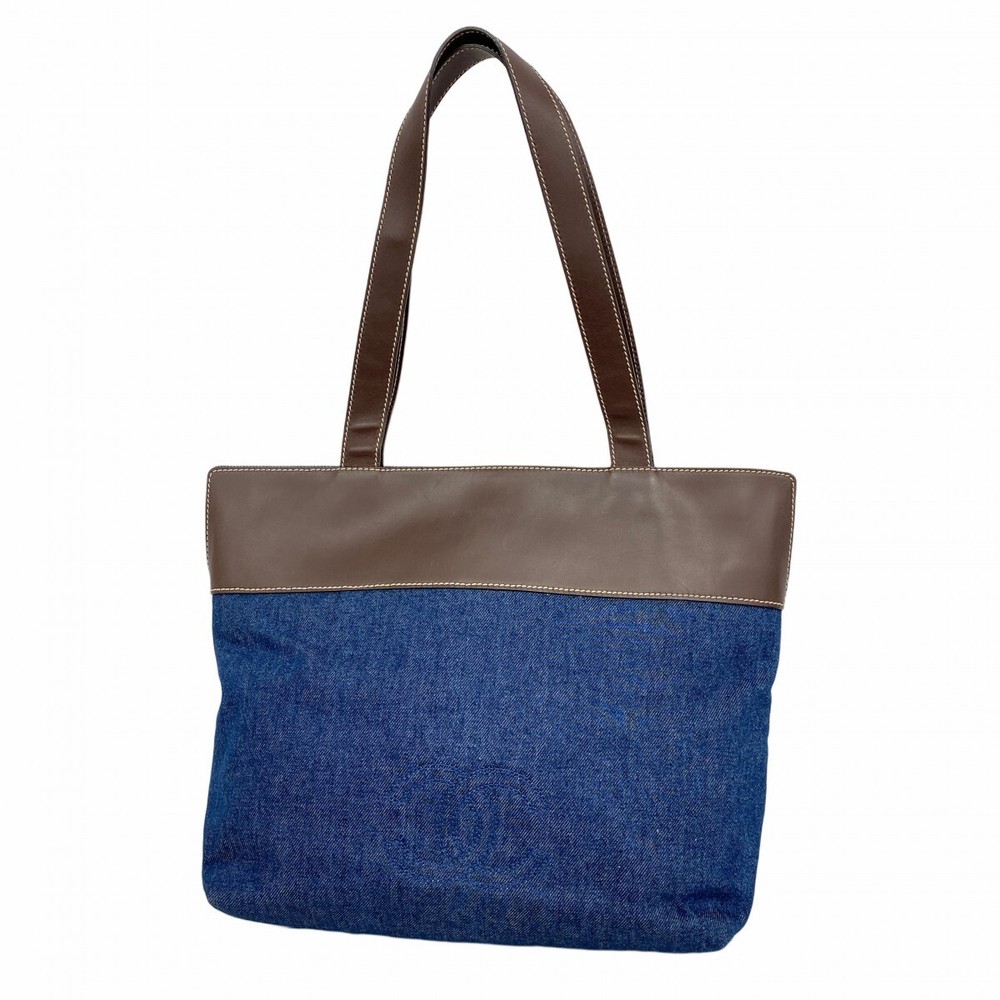 Chanel Denim Blue & Brown Tote Bag Style 421313