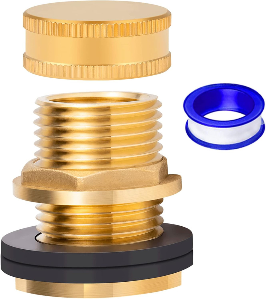 Brass Male Garden Hose Bulkhead Fitting Drain/Flush Port Kit 1/2