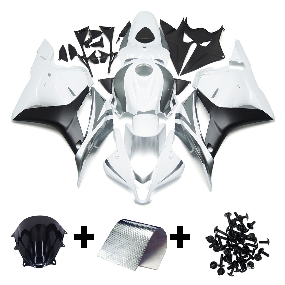 White Black Fairing Kit for 2009-2012 Honda CBR600RR Injection Plastic Bodywork