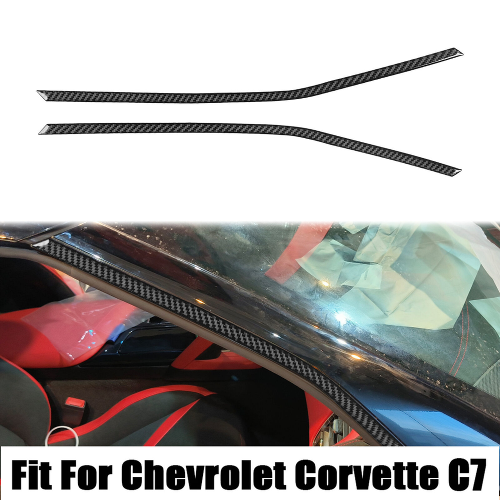 2PCS Carbon Fiber A-Pillar Trim for Chevy Corvette C7 2014-2019