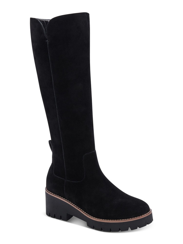 AQUA COLLEGE Womens Black Waterproof Dash Round Toe Block Heel Riding Boot 9 M