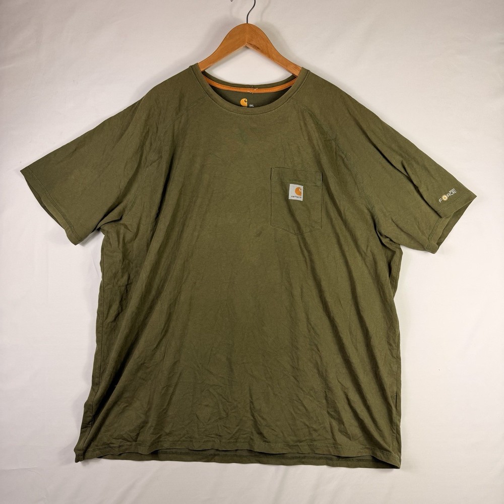 Carhartt T-Shirt Men's 3XL Relaxed Fit Green Short Sleeve Pocket Tee 100% Cotton