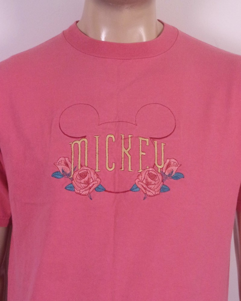 vintage 90s Disney Mickey Mouse Embroidered Floral T-Shirt USA sz L
