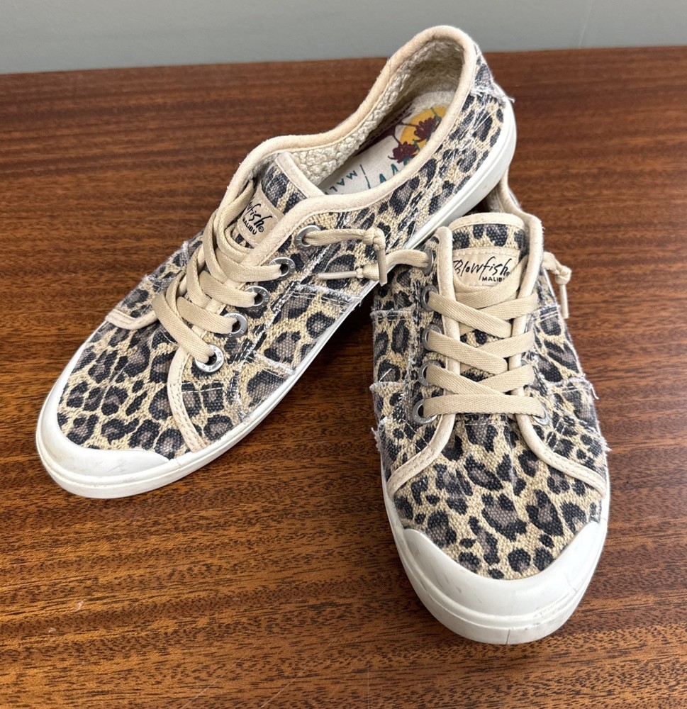Blowfish Malibu Canvas Sneakers Tennis Shoes  Size 8 Animal Print Cheetah