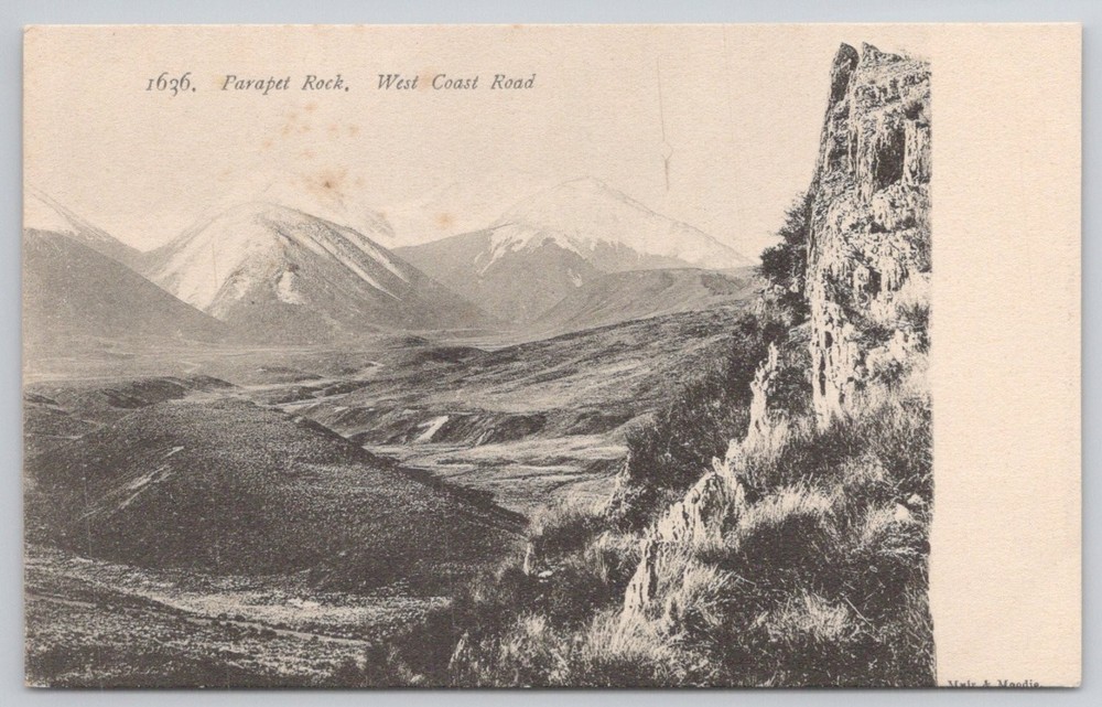 Vintage Parapet Rock West Coast Road New Zealand Muir & Moodie Postcard