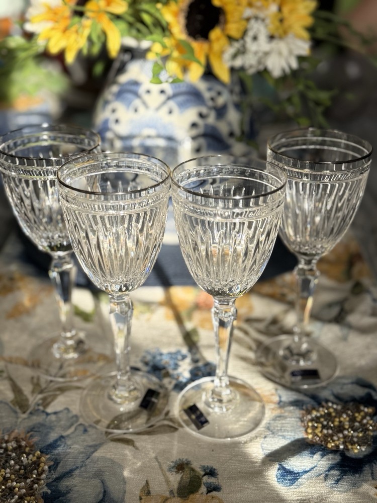 Set of 4 Waterford Marquis Crystal Hanover Platinum 7 5/8 Wine Glasses