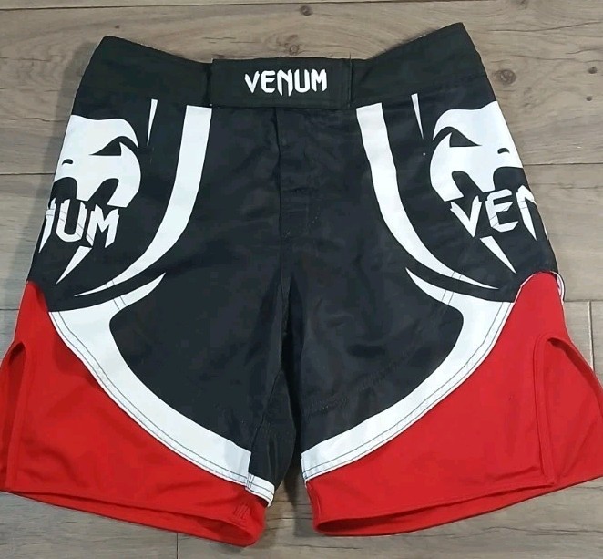 Venum Men's MMA Fight Shorts Black Red Graphic - Size 31 Board Shorts Grappling