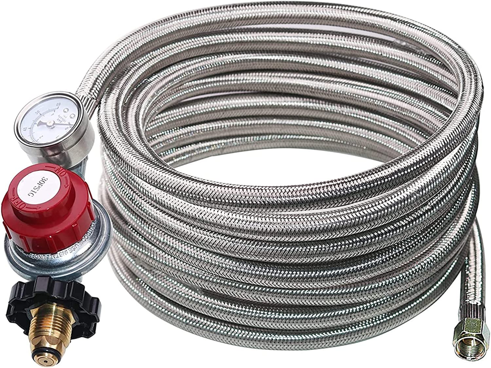 12 Foot 0-30 PSI High Pressure Adjustable Propane Regulator with Gauge Indicator