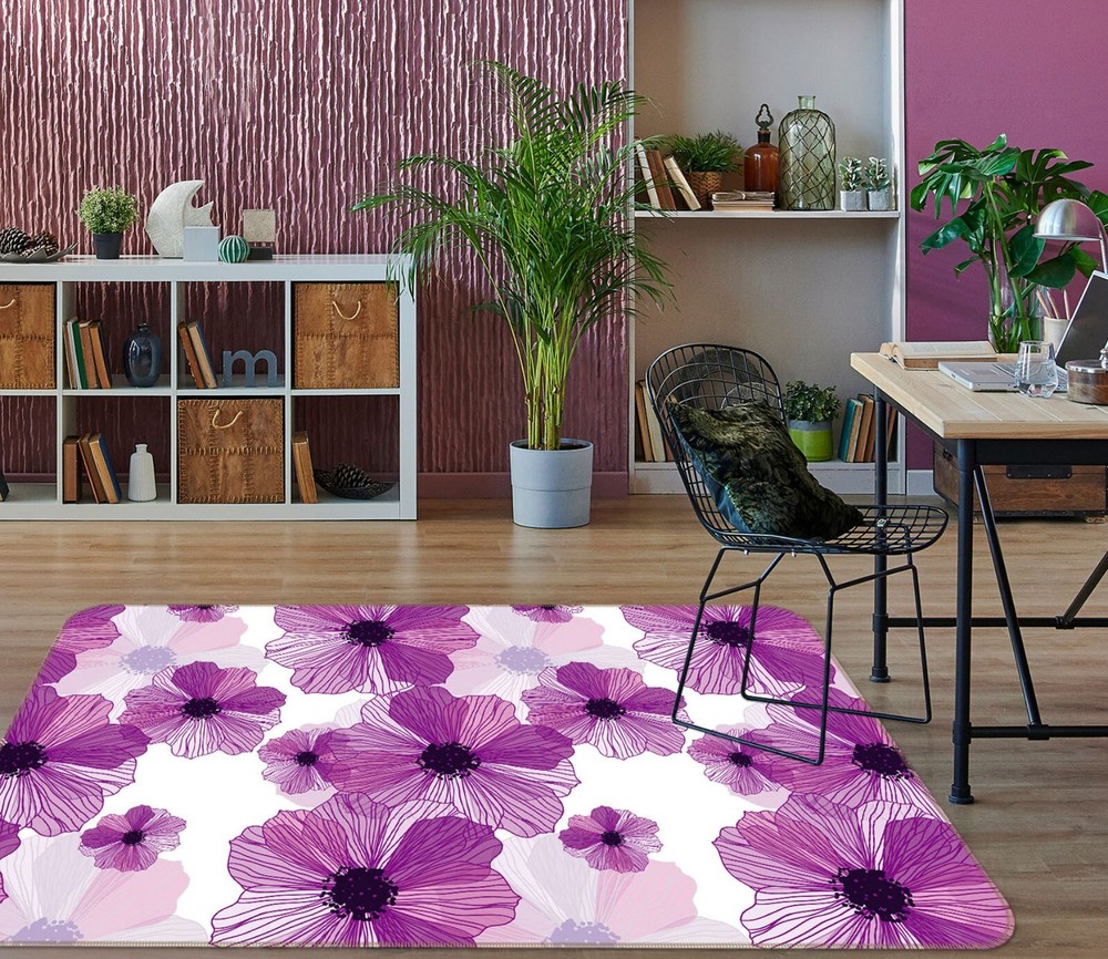 3D Purple Petals ZHUC849 Game Non Slip Carpet Mat Photo Carpet Amy