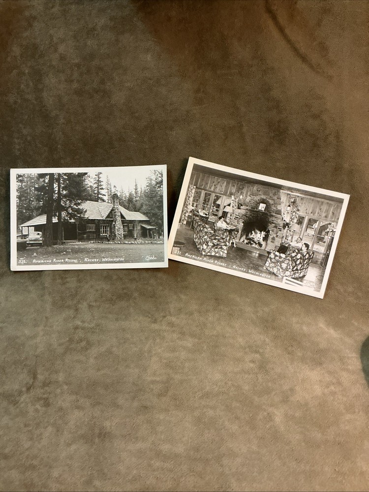 1930s real photo postcard American River resort NACHES Washington image pair