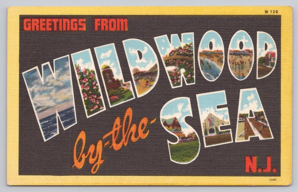 Wildwood by the Sea New Jersey, Large Letter Greetings, Vintage Postcard
