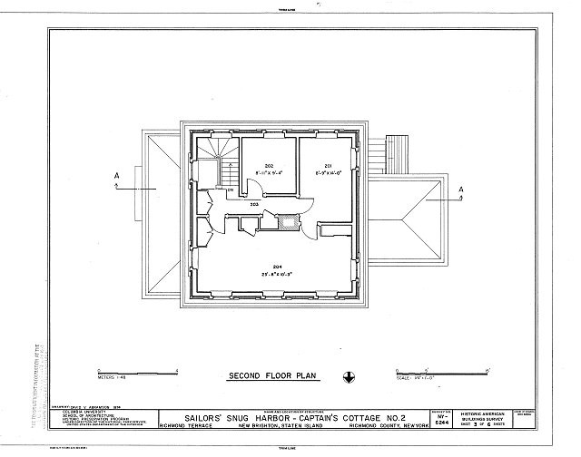 Staten Island New York Sailors' Snug Harbor Captain's Cottage 1900s Floor Plan