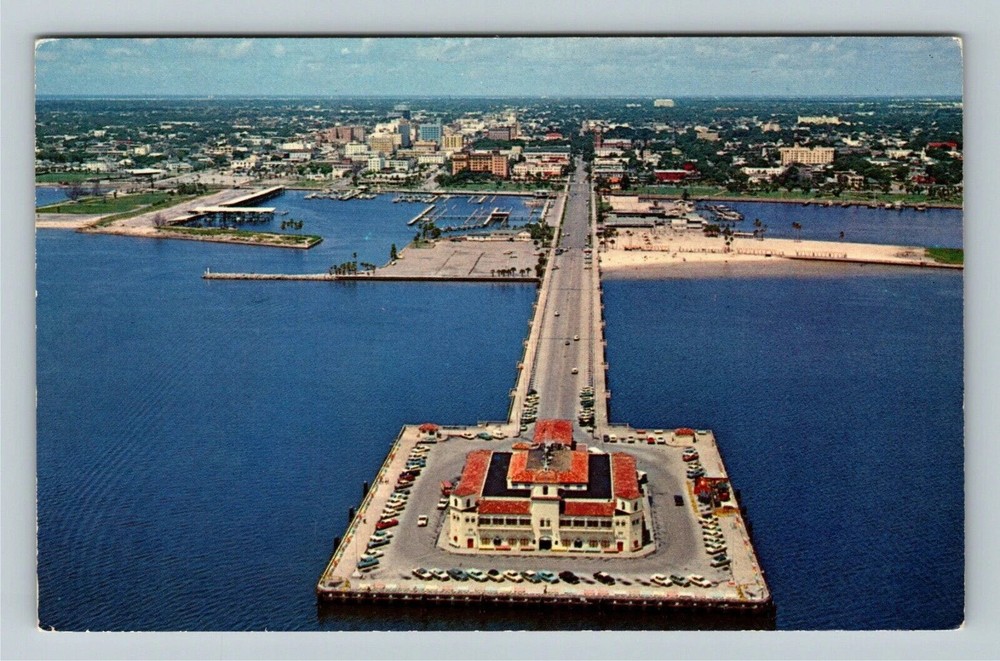 St. Petersburg Beach FL-Florida, Municipal Pier and Casino, Vintage Postcard