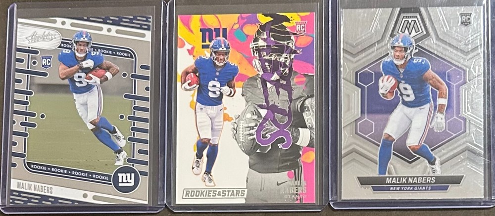2024 Panini Football Malik Nabers 3 Card Rookie Trading Lot! NYG