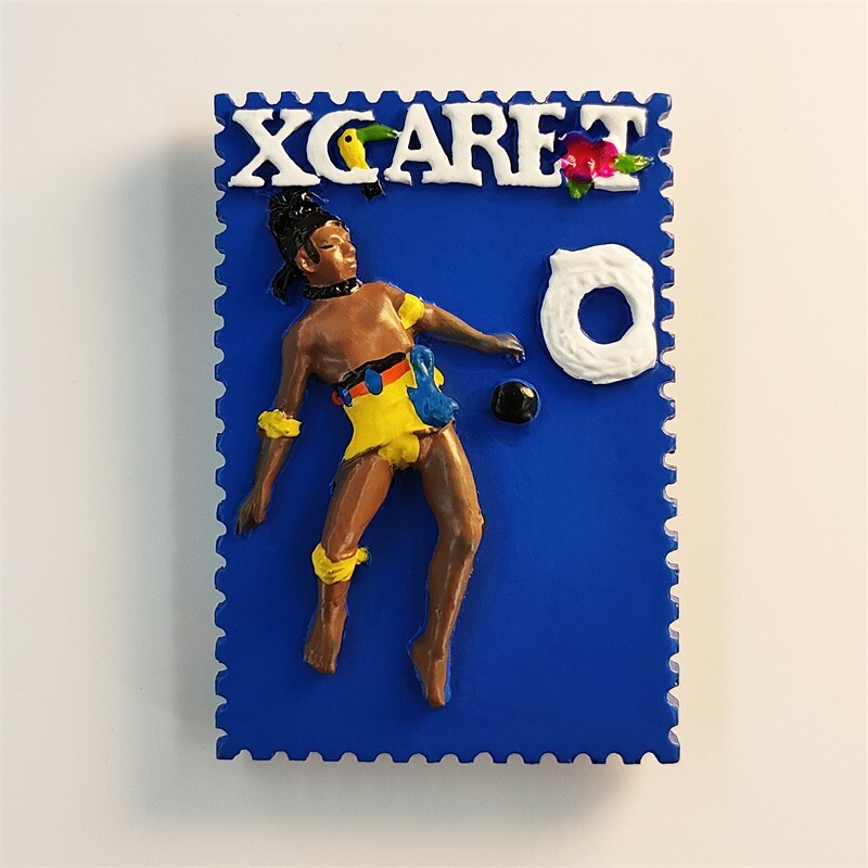 Mexico Cancun Xcaret Park Maya soccer Tourist Souvenir 3D Resin Fridge Magnet