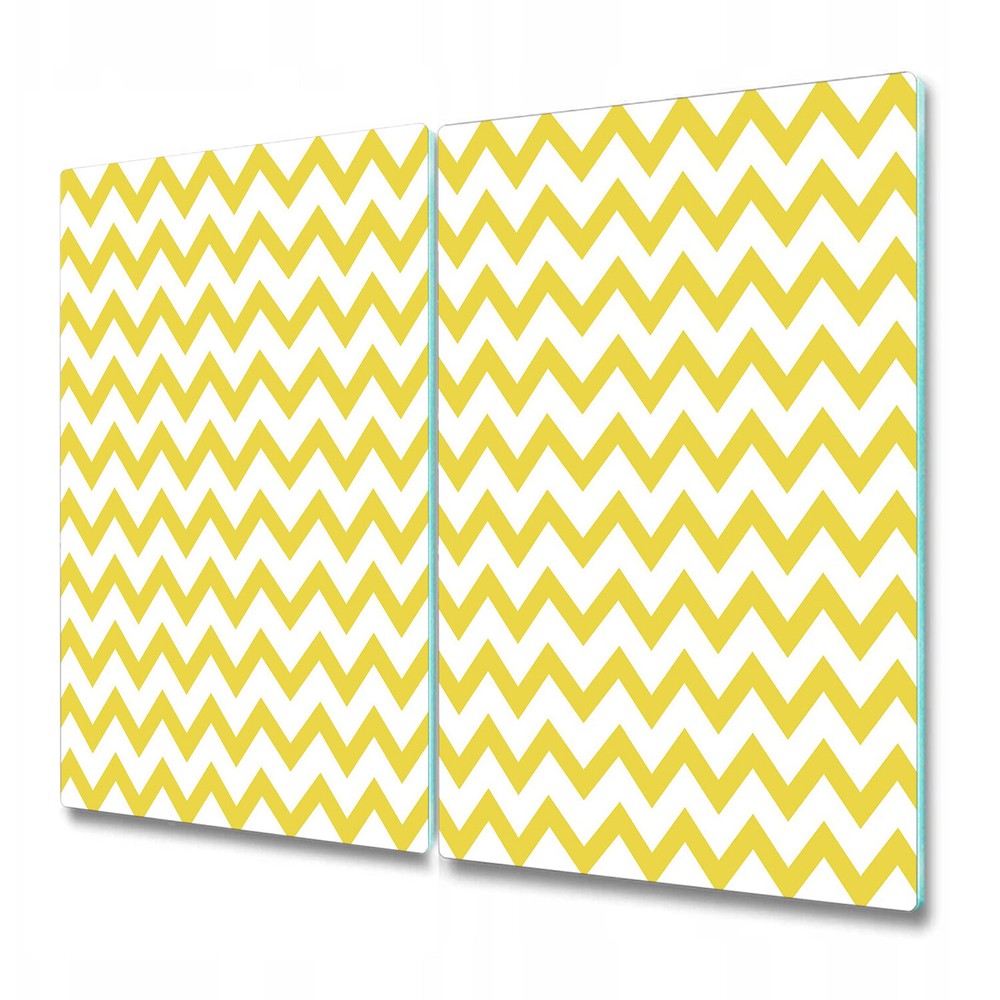 Serving Chopping Board Glass Cover Zigzag yellow white and yellow photo 2x30x52