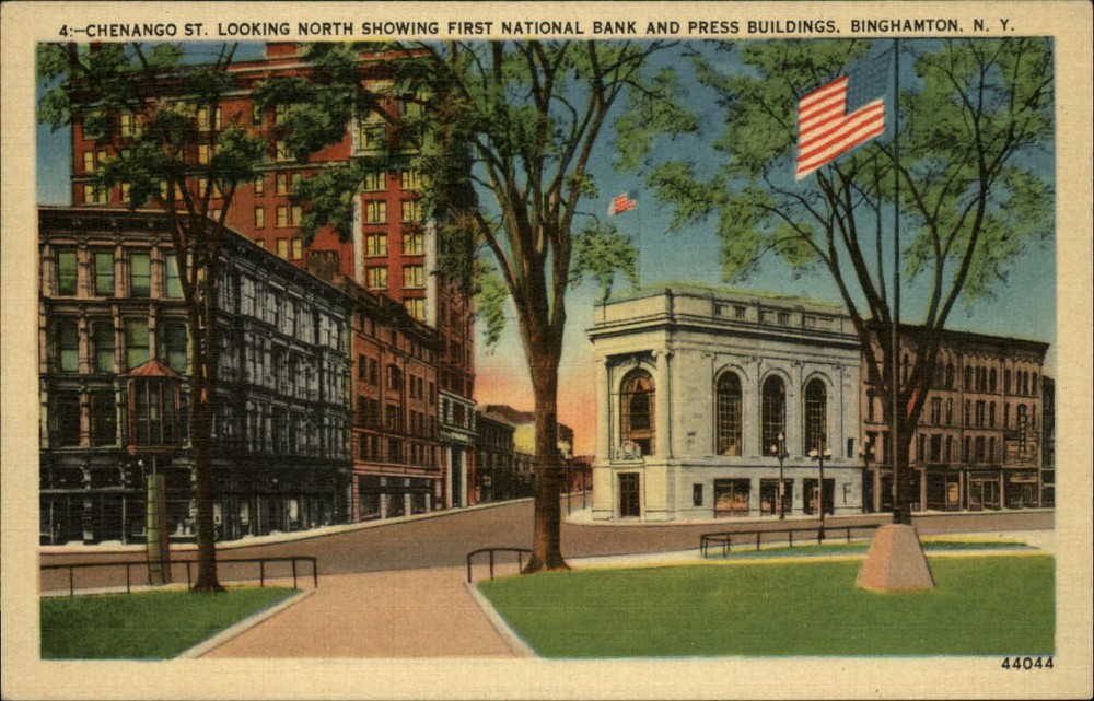 Chenango Street ~ First National Bank & Press Buildings ~ Binghamton NY ~ 1930s