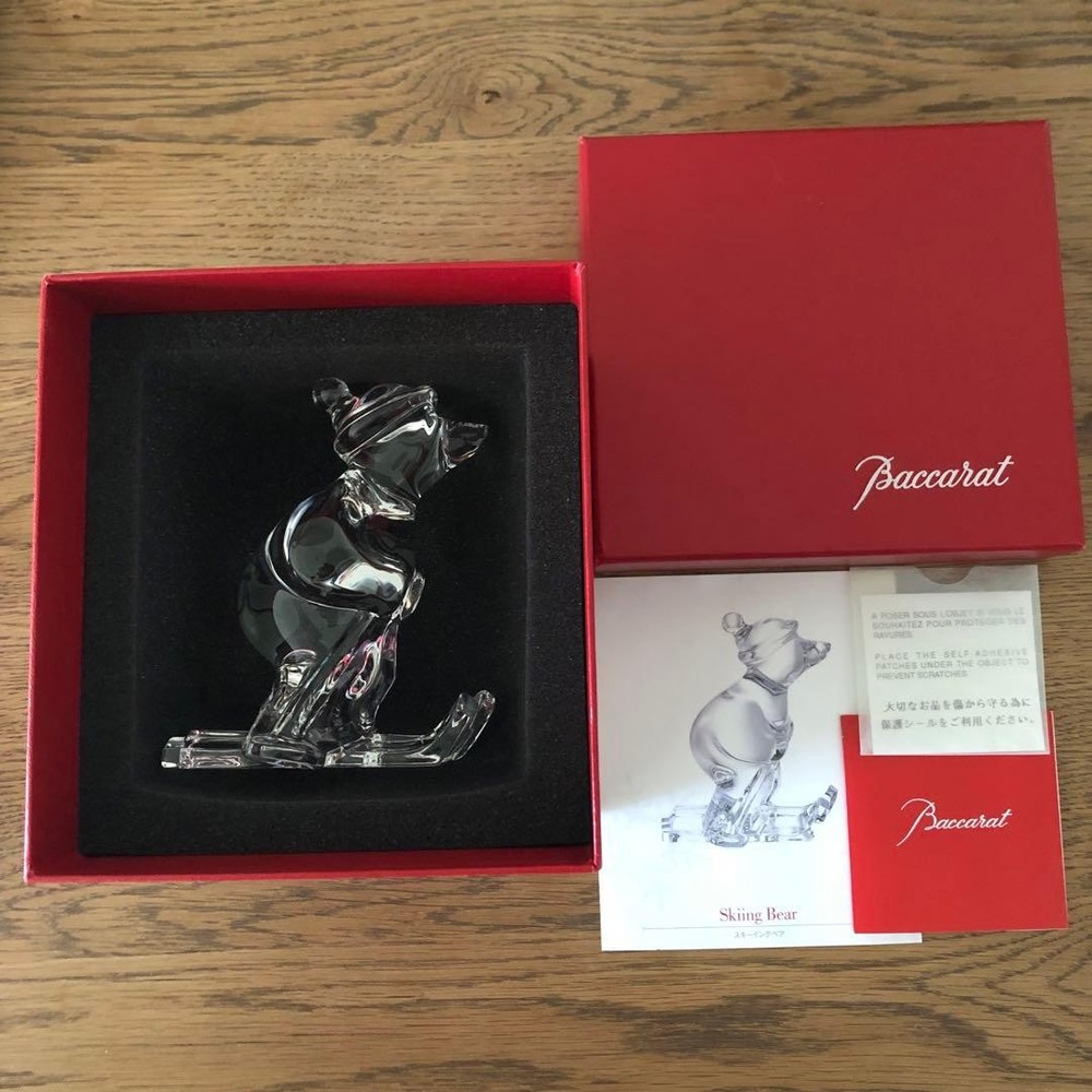 Baccarat Skiing Bear Figurine Collectible Made in France