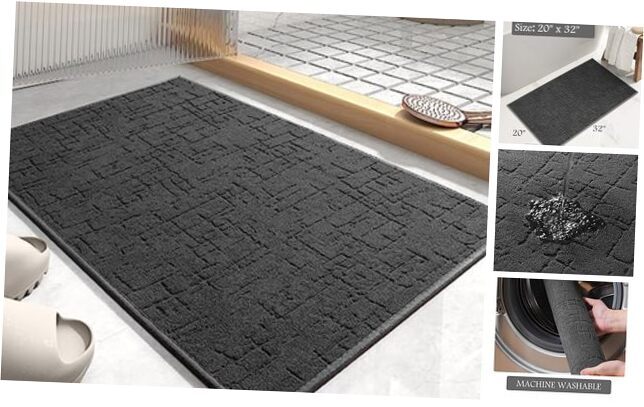 Super Absorbent Quick Dry Bath Mat with Non-Slip Rubber Backing for Bathroom Floors