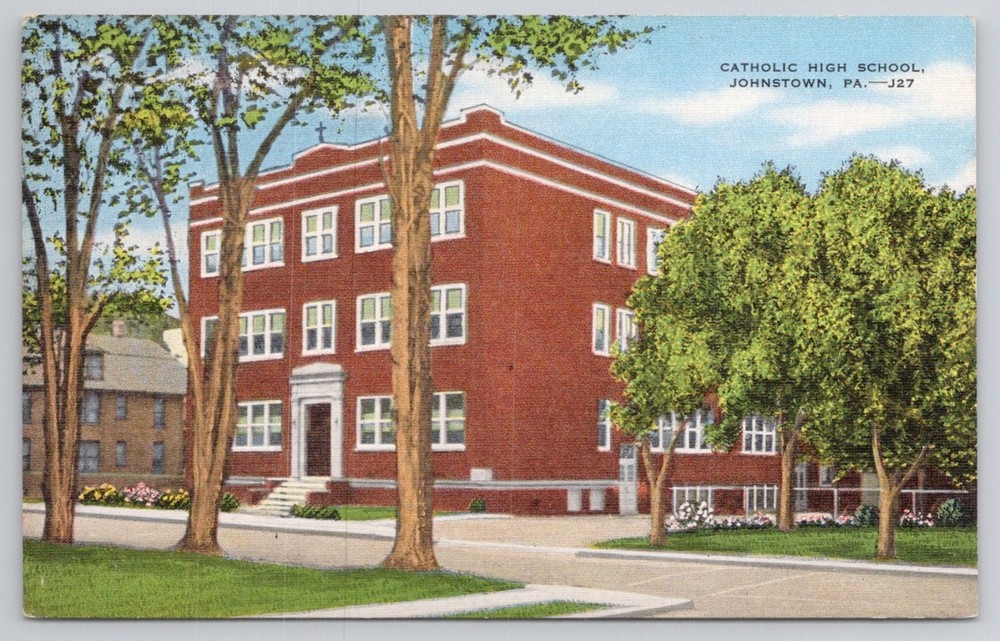 Catholic High School Johnstown PA Postcard E. Kropp Natural Color