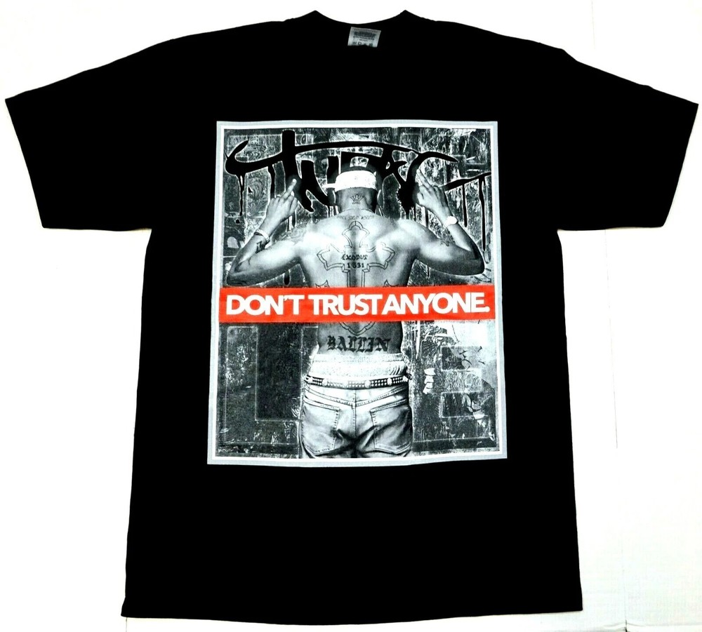 TUPAC SHAKUR T-shirt 2Pac Don't Trust Anyone Tee Men's MEDIUM 100% Cotton New
