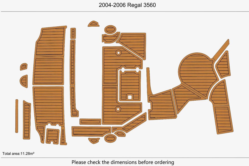 2006 Regal 3560 Cockpit Swim Platform Boat EVA Pads Teak Deck Faux Flooring Mat
