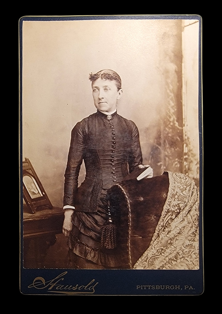 Pittsburgh PA Portrait Of A Woman In Dress Antique Vintage Cabinet Card Photo