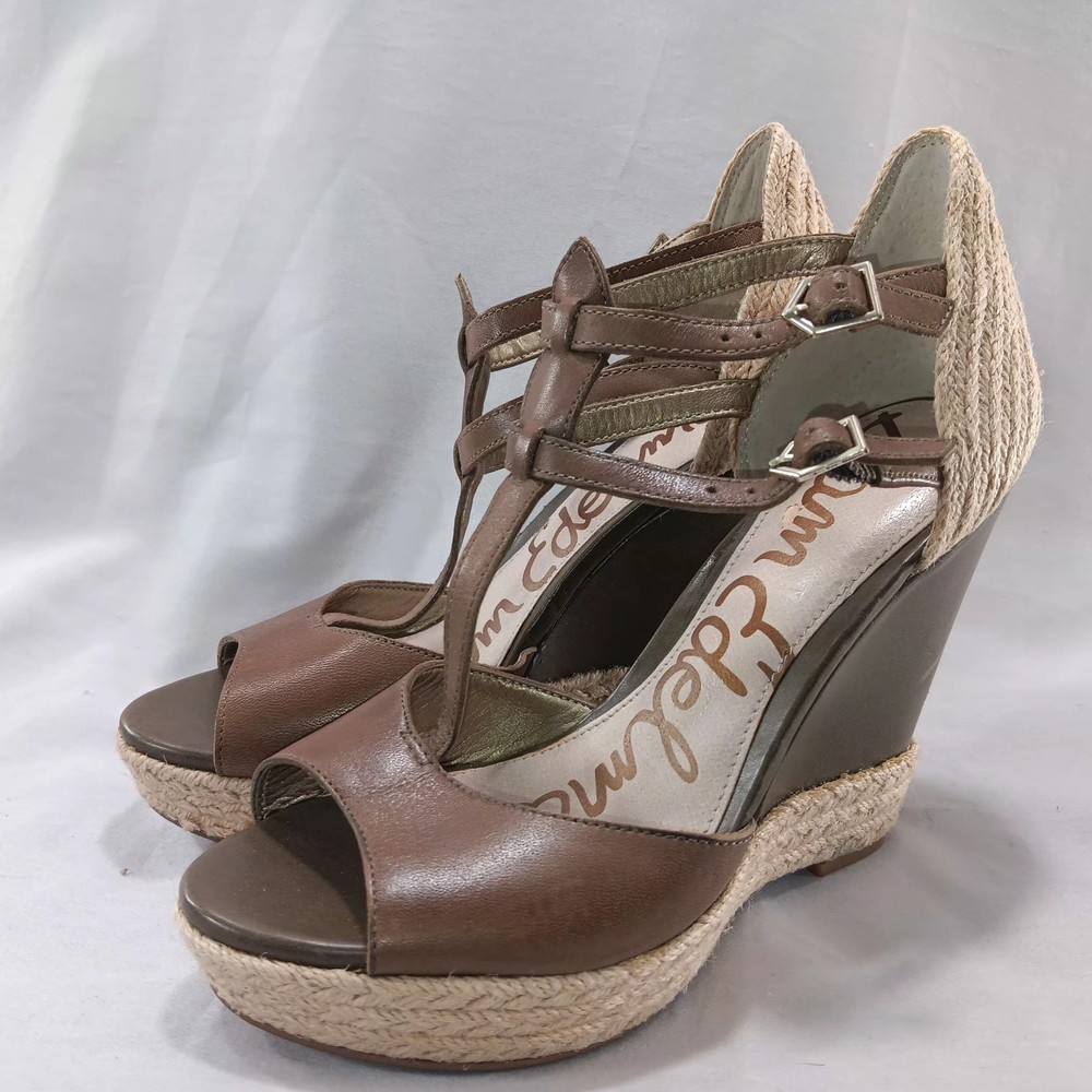 Sam Edelman Katarina Brown Boho Wedge Espadrille Platform Sandal Size 6