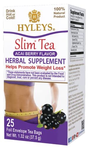Hyleys Slim Tea Acai Berry Flavor - Weight Loss Herbal Supplement Cleanse and...-image