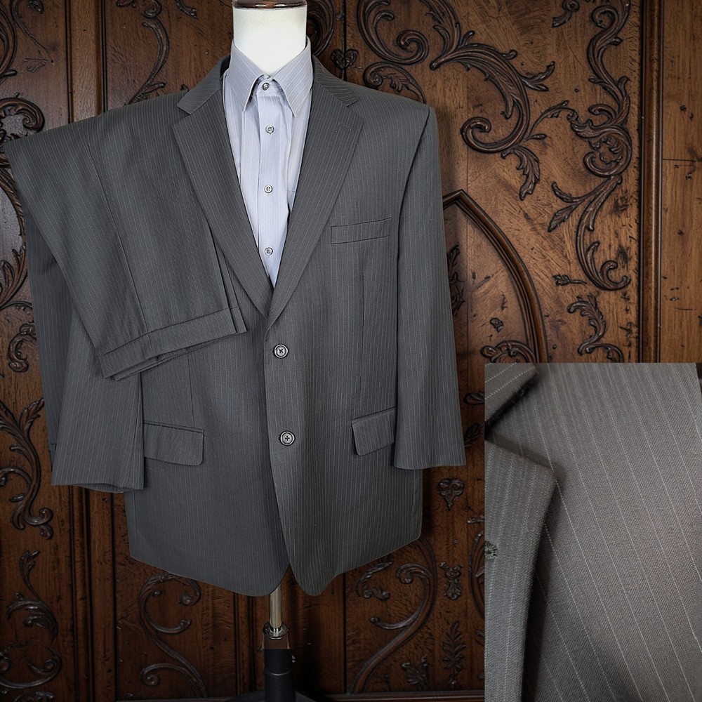 Pronto Uomo 2 Piece Suit Mens 48S 44X28 Dark Charcoal Stripe DV Wool