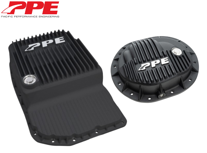 PPE Black Transmission Pan & Rear Differential Cover For 14-21 GMC/Chevy 1500