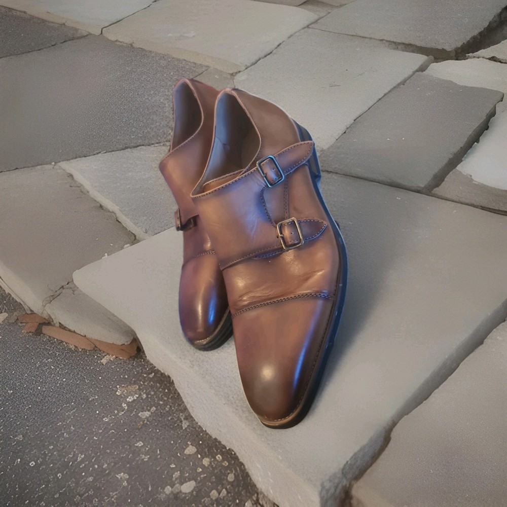 Men’s Size 9.5 (US) Brown Leather Dress Shoes w/ Buckle Strap Brand La Milano