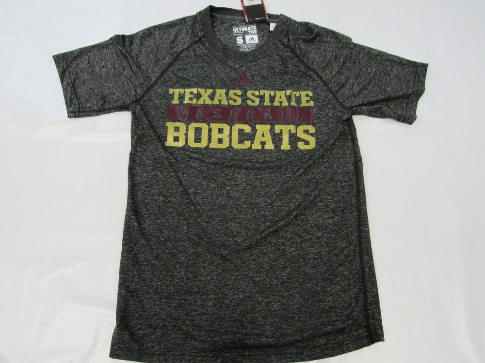 New Texas State Bobcats Baseball Mens Size S Small Grey Adidas Climalite Shirt