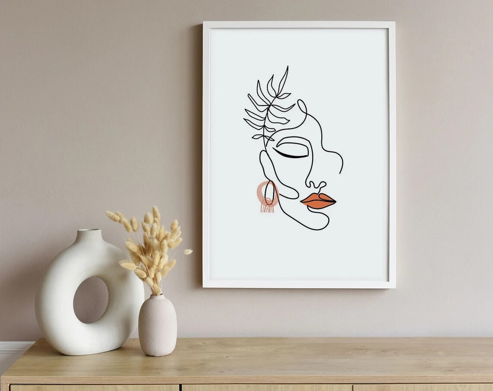 Female Woman Face Line Art Poster Premium Quality Choose your Size