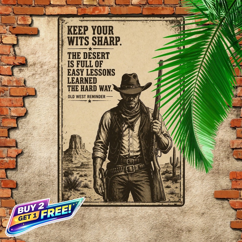 Tough Cowboy Life Quote Tin Metal Sign Vintage Western Wall Art
