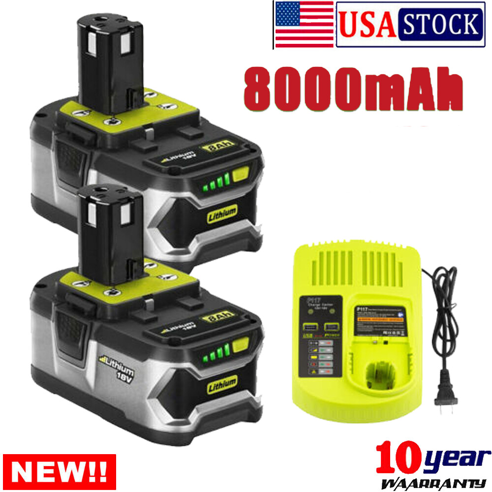 8.0Ah 18Volt For RYOBI P108 18V For One Plus High Capacity Lithium Ion Battery