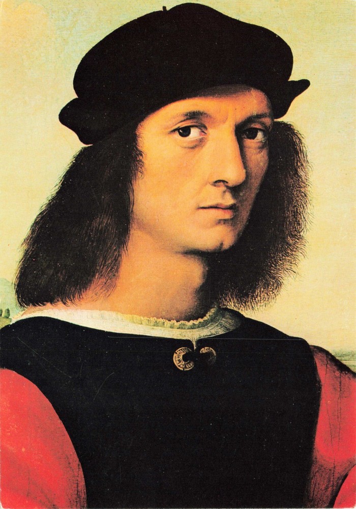 Portrait of Agnolo Doni by Raffaello Sanzio Vintage Art Postcard Unposted