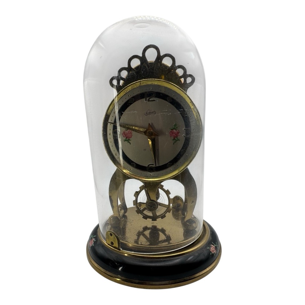 Vintage Schatz Anniversary Table Clock Dome Brass Germany Day 8  #59 Works